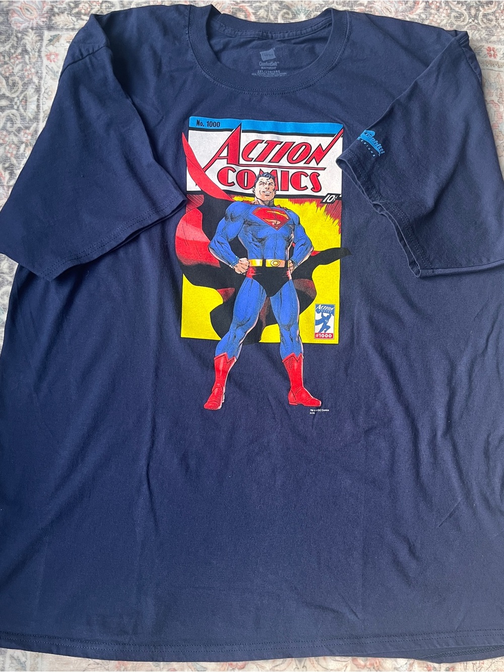Hanes Navy Superman Action Comics Graphic Tee